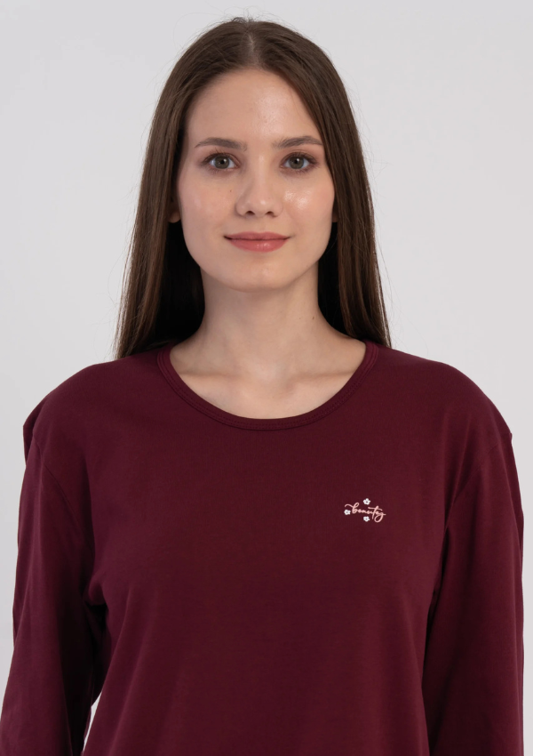 Piżama Damska Vienetta Burgundy Floral, Bordowy, r. M-XXL