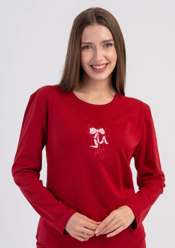 Piżama Damska Vienetta, Red Bow, Czerwony r. S-XL