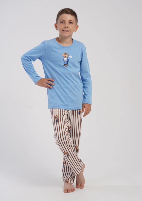 Piżama chłopięca Vienetta Funny Bear, Niebieska, r. 128-158