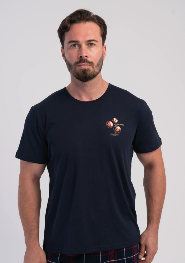 Piżama Męska Vienetta Navy Burgundy, Granatowy, r. M-XXL