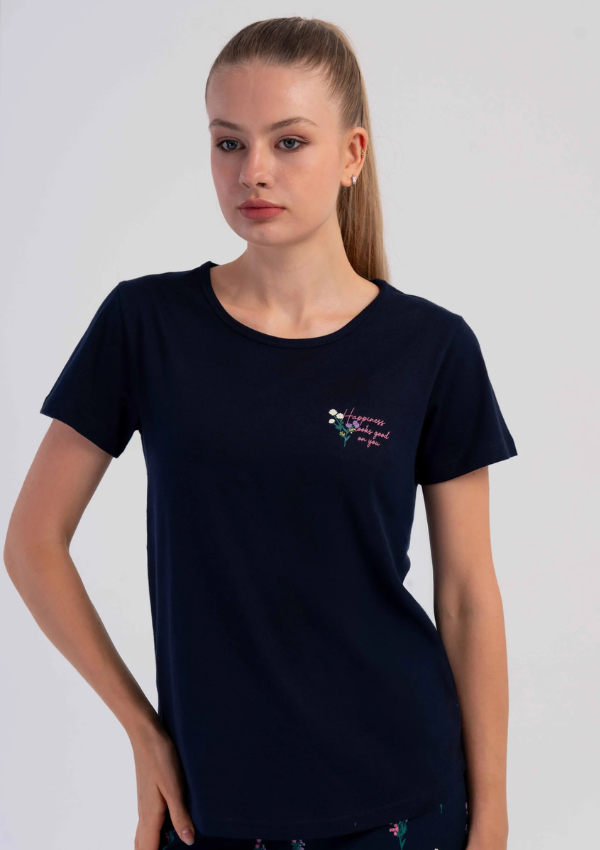 Piżama Damska Vienetta Rose Navy, Granatowy, r. M-XXL