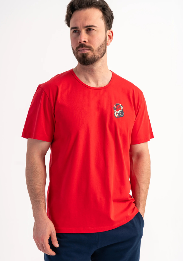 Piżama Męska Vienetta Red Ease, Czerwony, r. S-XL