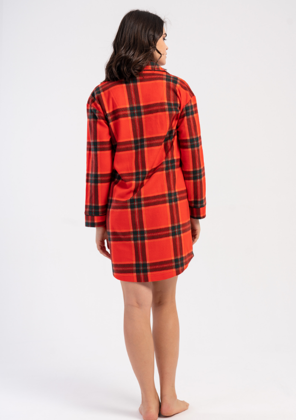 Koszula Nocna Damska Vienetta Warm Plaid, Czerwony, r. M - XXL