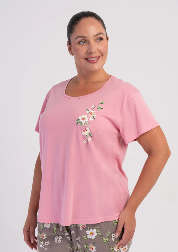 Piżama Damska Vienetta Pink Capri, Różowy r. 1XL-4XL