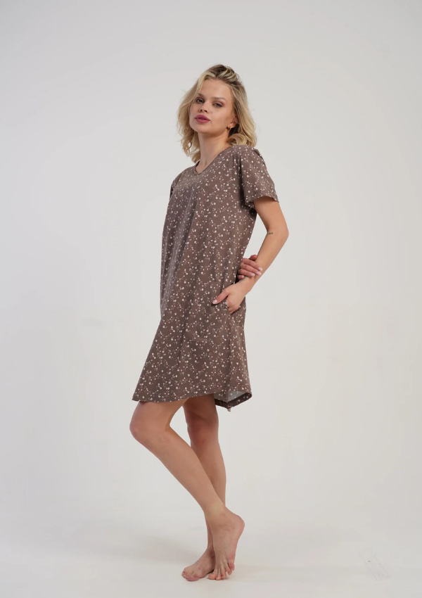 Koszula Nocna Vienetta Taupe Bloom, Brązowy, r. M-XXL