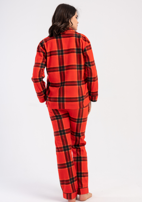 Piżama Damska Vienetta Warm RedPlaid, Czerwony, r. M-XXL