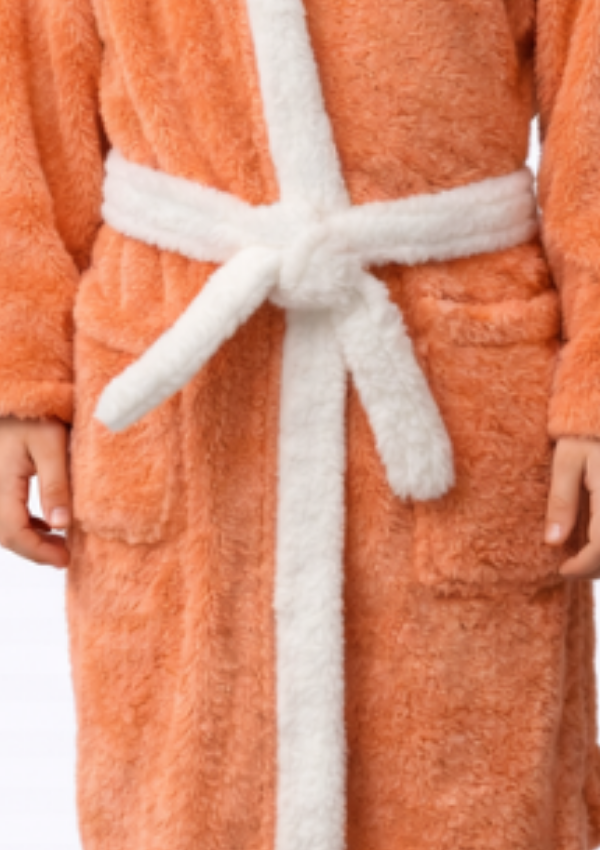 Szlafrok Dziewczęcy , Orange Bunny, Pomarańczowy, r.110-134