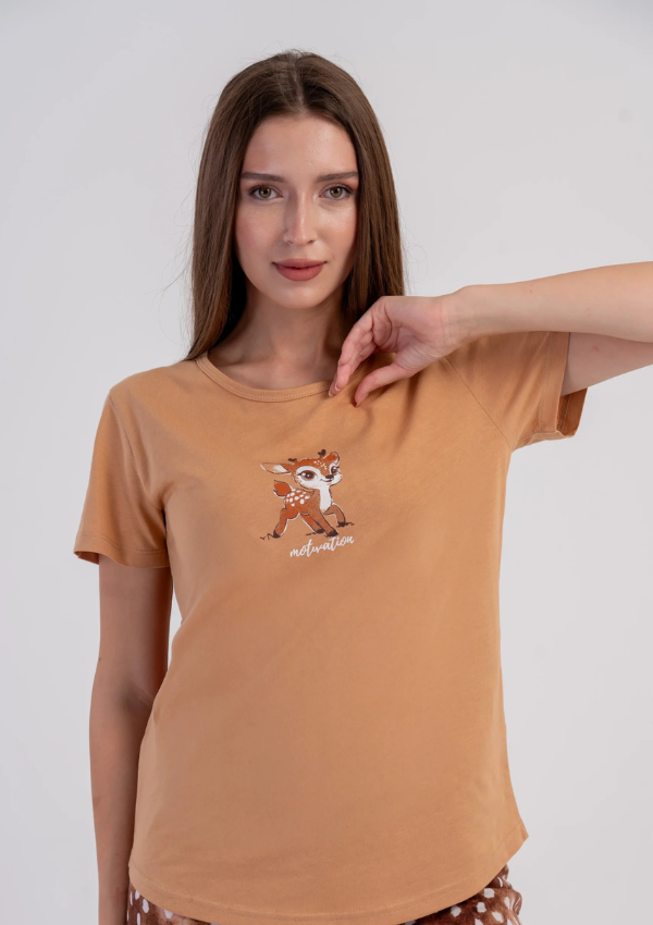 Piżama Damska Vienetta Cocoa Fawn, Karmelowy, S-XL