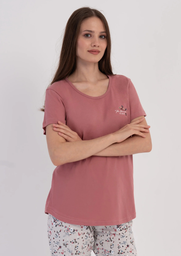Piżama Damska Vienetta Pink Pattern, Różowy, r. M-XXL