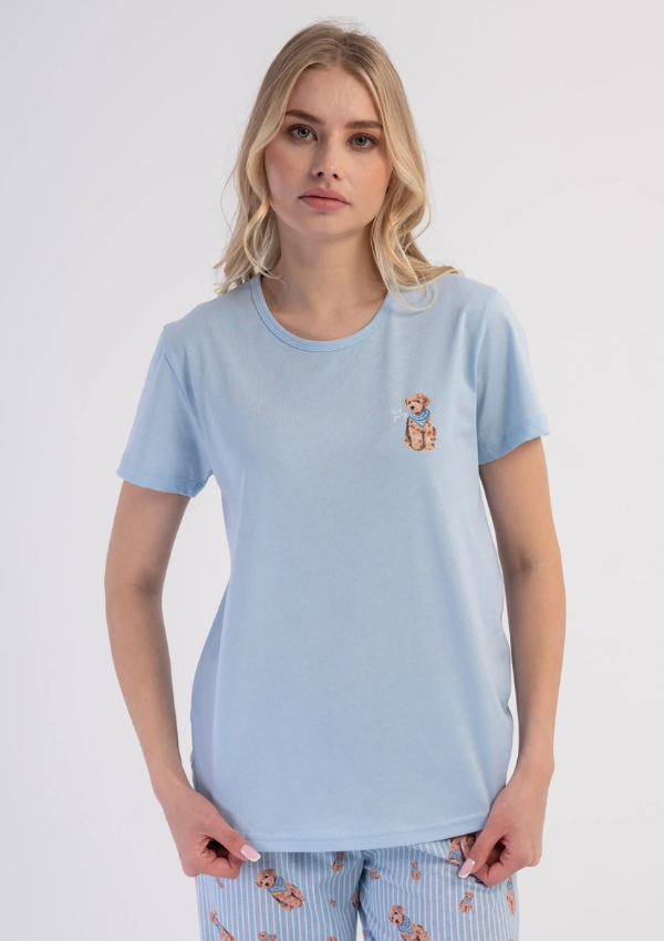 Piżama Damska Vienetta Dog Stripes, Niebieski, r. S-XXL