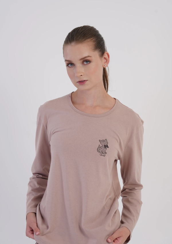 Piżama Damska Vienetta, Sand Cocoa, Beżowy, r. M-XXL