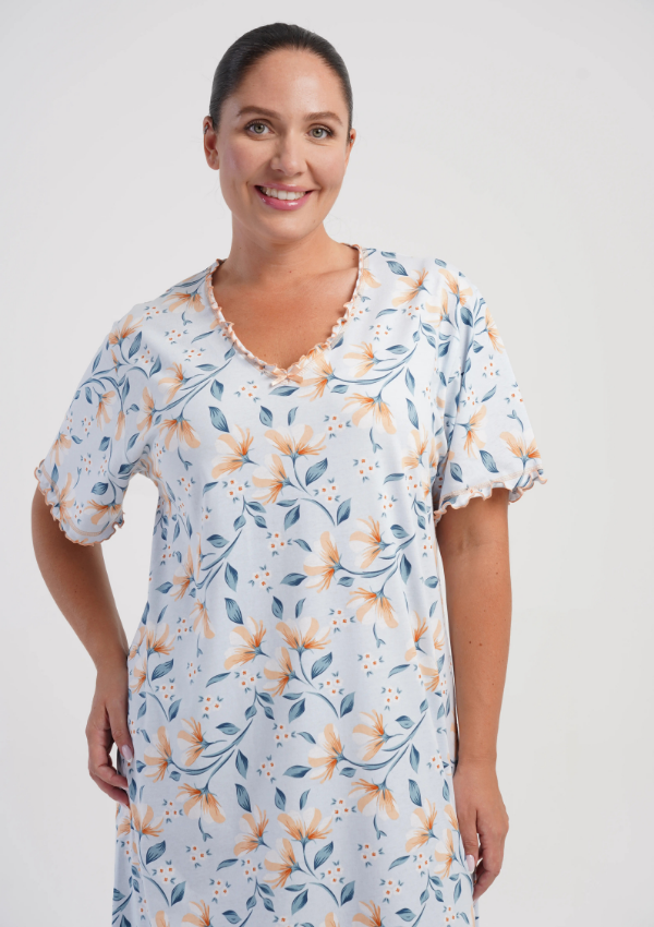Koszula Nocna Vienetta Floral Comfort, Biały, r. 1XL - 4XL
