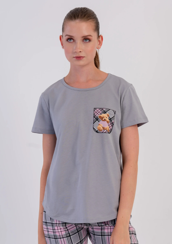 Piżama Damska Vienetta Grey Teddy, Szara, r. M-XXL