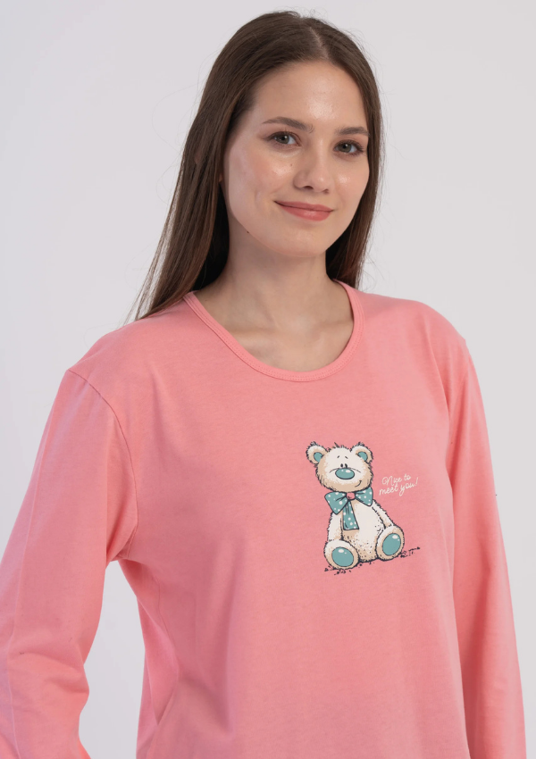 Piżama Damska Vienetta Pink Teddy, Różowy, r. S-XL
