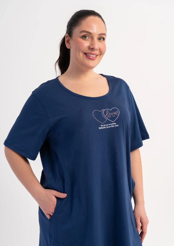 Koszula Nocna Damska Love Blush, Granatowy, r. 1XL - 4XL