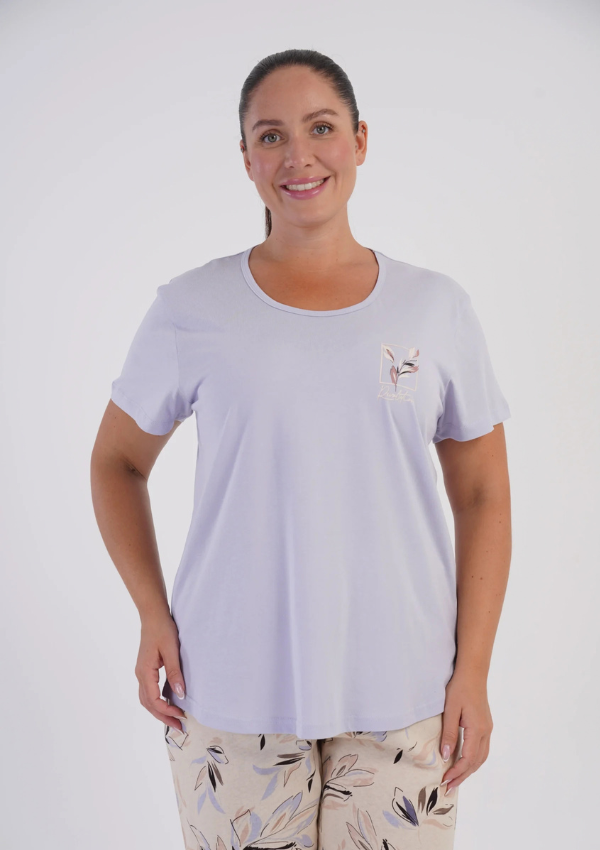 Piżama Damska Vienetta Sand Botanical, Fioletowy, r. 1XL-4XL