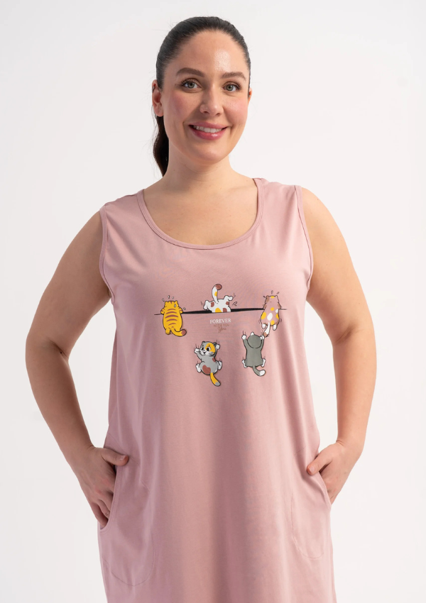 Koszula Nocna Damska Pink Animals, Różowy, r. 5XL - 7XL