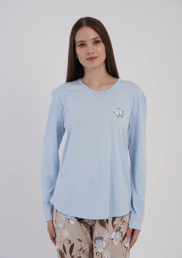 Piżama Damska Vienetta Blue Floral, Niebieski, r. M-XXL