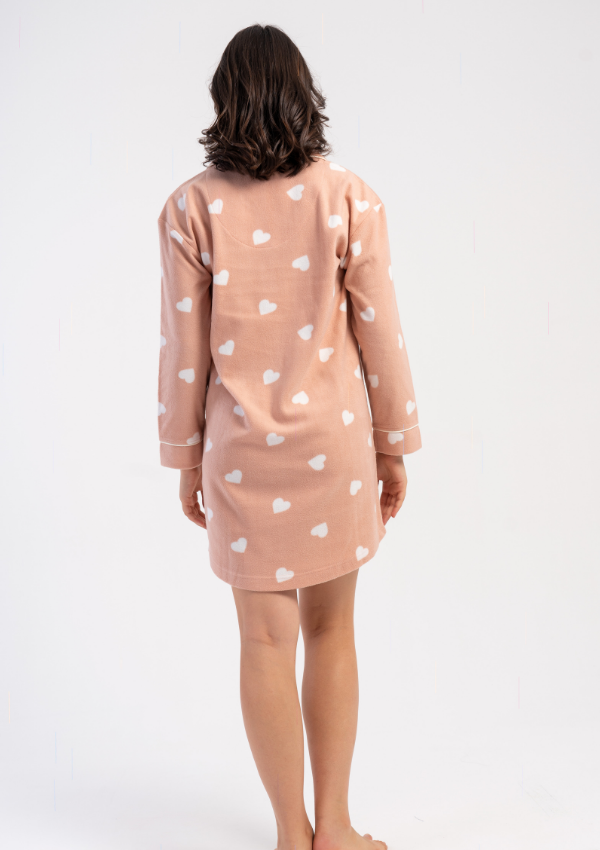 Koszula Nocna Damska Vienetta Cozy Hearts, Beżowy, r. S - XL