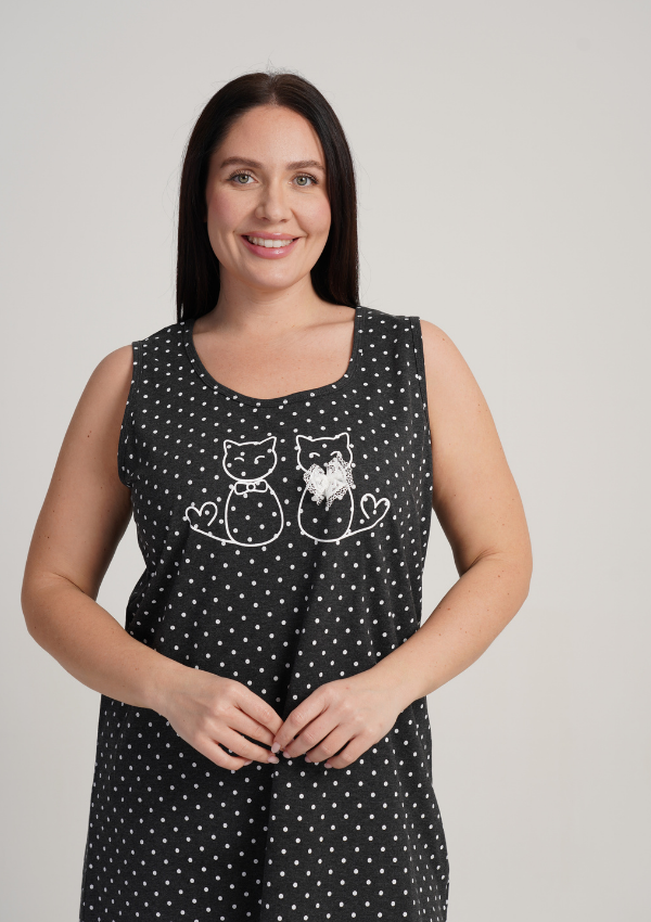 Koszula Nocna Damska Graphite Dots, Grafitowy, r. 1XL - 4XL