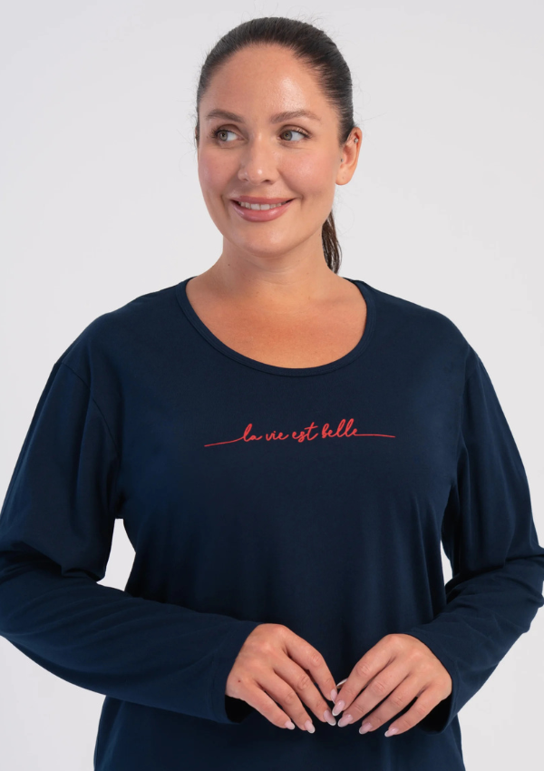 Piżama Damska Vienetta Midnight Polka, Granatowy, r. 1XL-4X