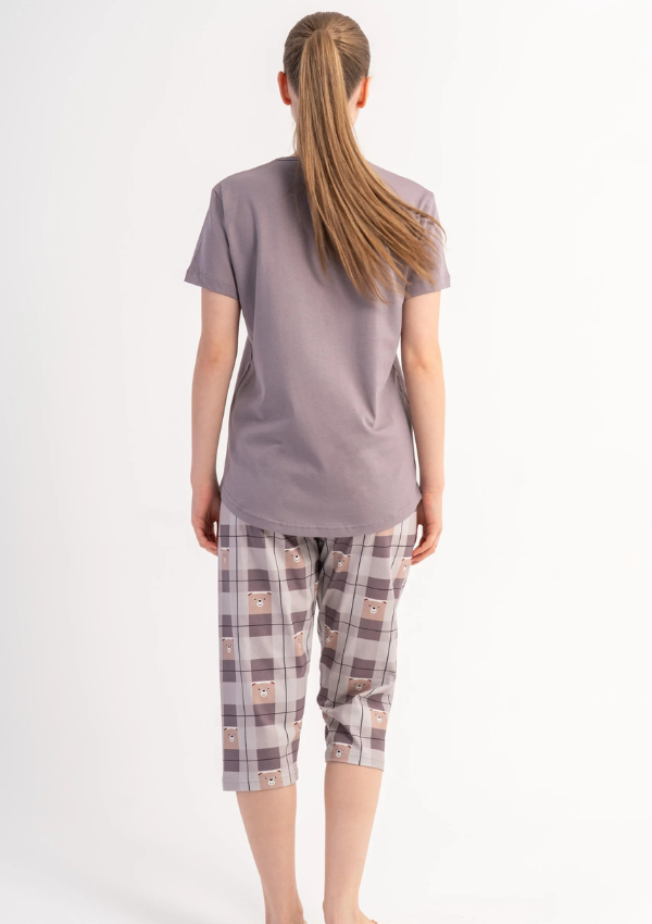 Piżama Damska Vienetta Lilac Bears, Liliowy, r. M-XXL