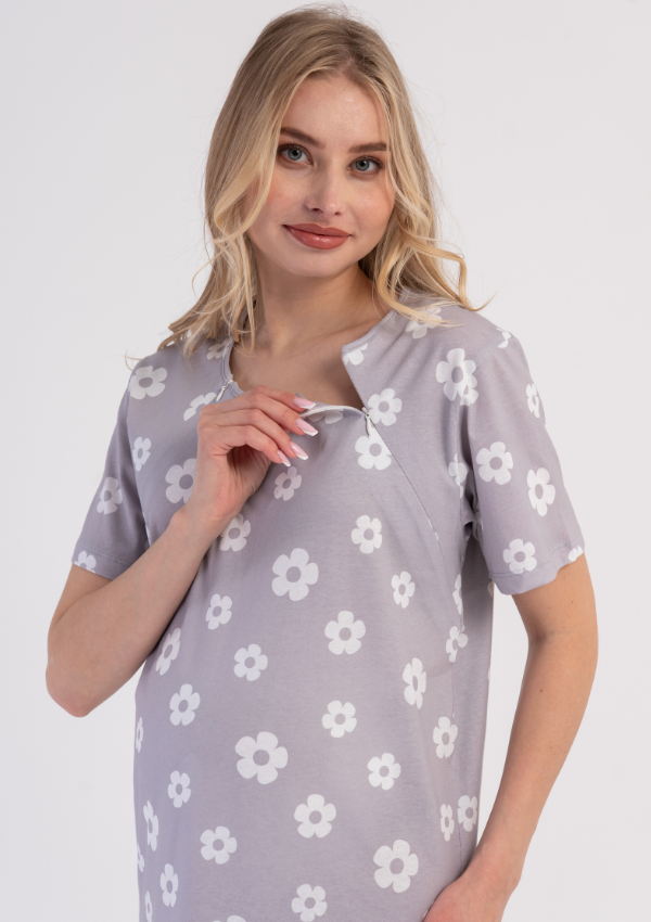 Koszula do Karmienia Vienetta Floral Maternity, Szary, r. S-XXL