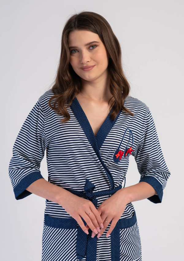 Szlafrok damski Vienetta Stripe Comfort, Granatowy, r. L-XXL
