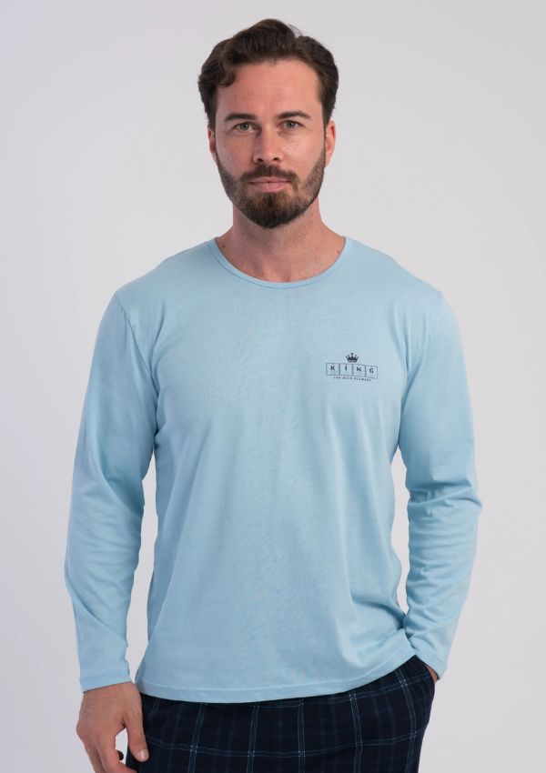 Piżama Męska Vienetta King Check, Niebieski, r. 1XL-4XL