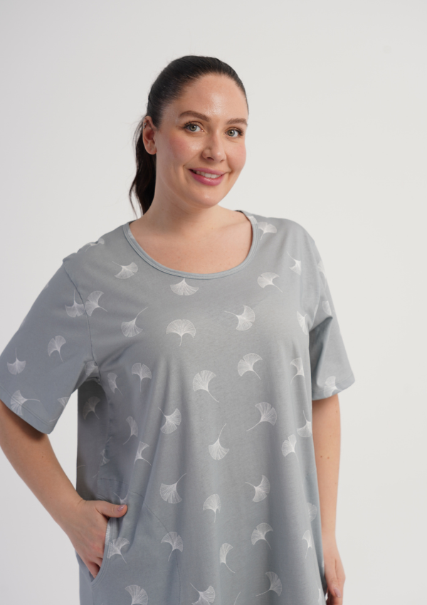 Koszula Nocna Damska Vienetta Silver Leaves, Szary, r. 5XL - 7XL