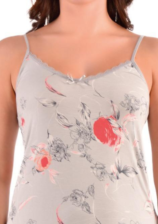 Koszula Nocna Floral Dreams, Szary, r. M - 2XL