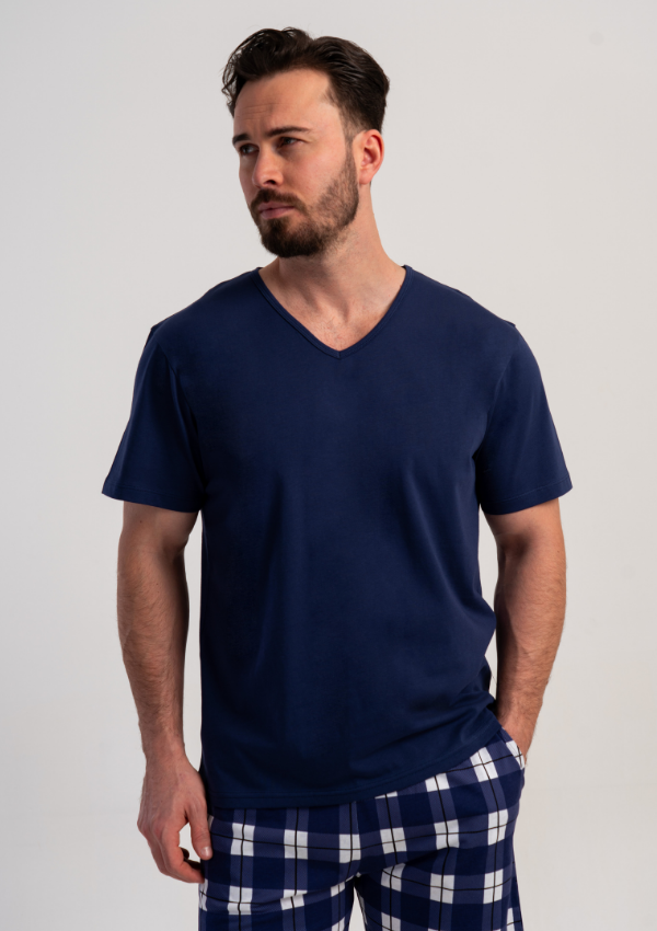 Piżama Męska Vienetta Navy Classic, Granatowy, r. L-XXL
