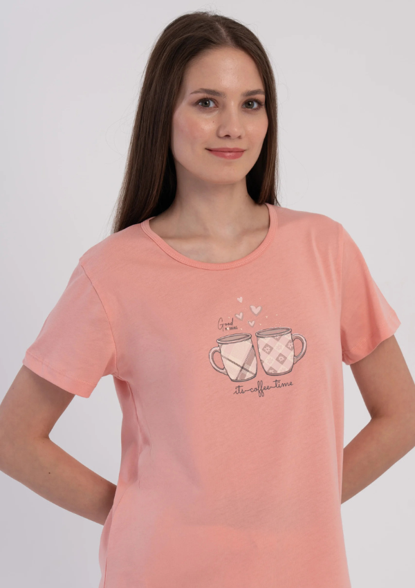 Piżama Damska Vienetta Latte Cups, Różowy, S-XL