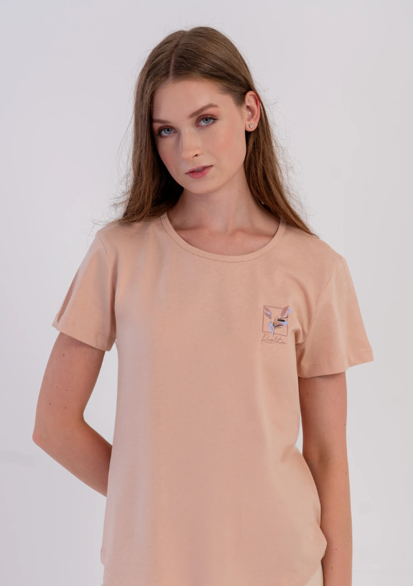 Piżama Damska Vienetta Peach Garden, Brzoskwiniowy, r. M-XXL