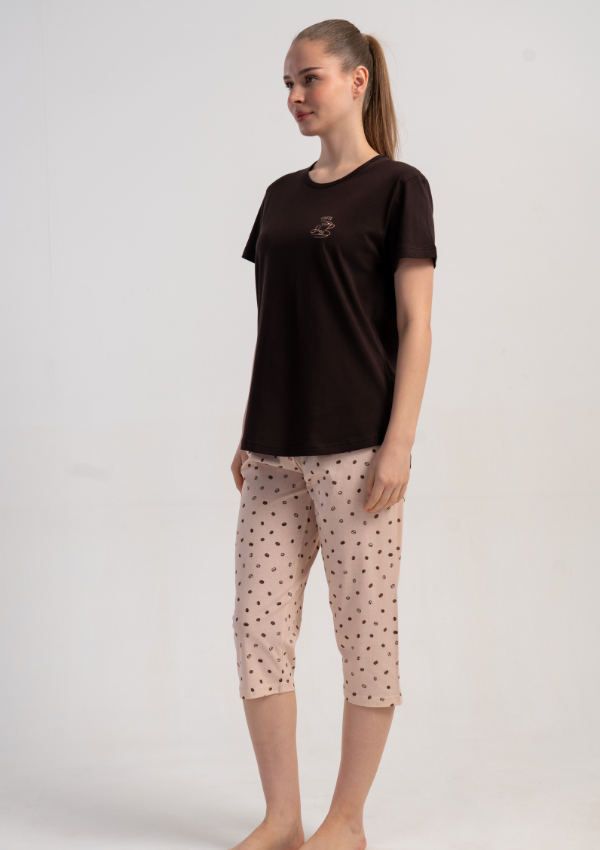 Piżama Damska Vienetta Coffee Breeze, Brązowy, r. M-XXL