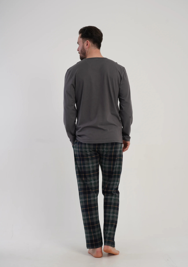 Piżama Męska Vienetta Graphite Check, Szary, r. M-XL