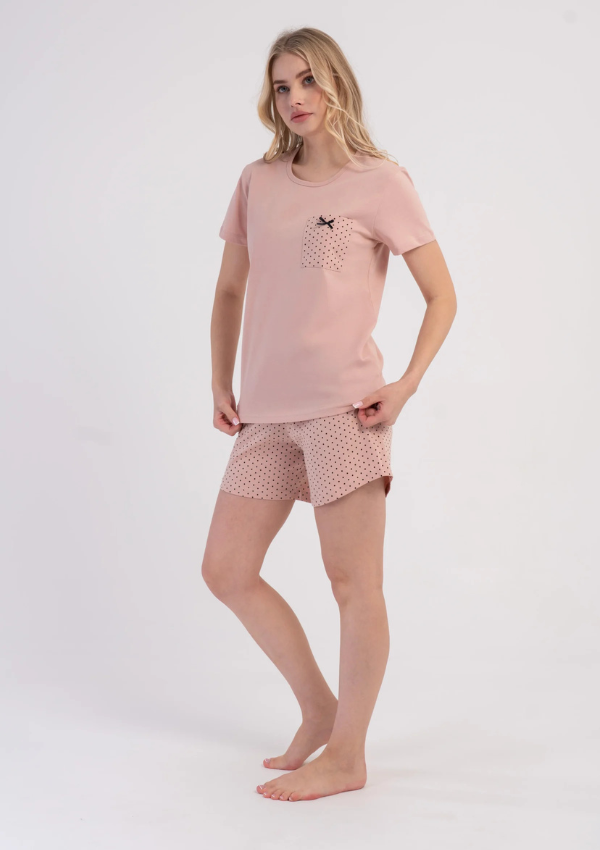 Piżama Damska Vienetta Pink Polka, Różowy, S -XL