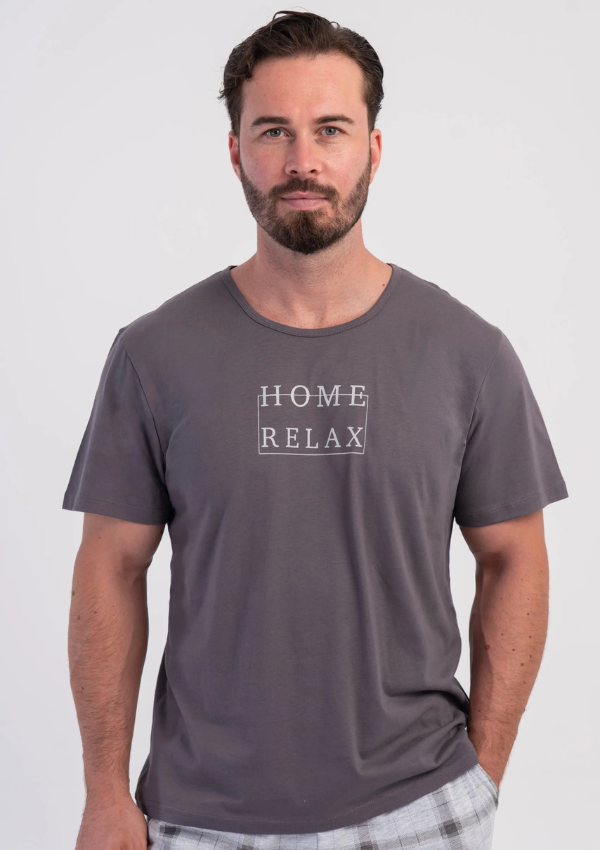 Piżama Męska Vienetta Home Relax, Szary, r. M-XXL