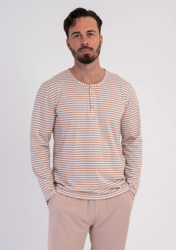 Piżama Męska Vienetta Sand Stripe, Beżowy, r. M-XXL