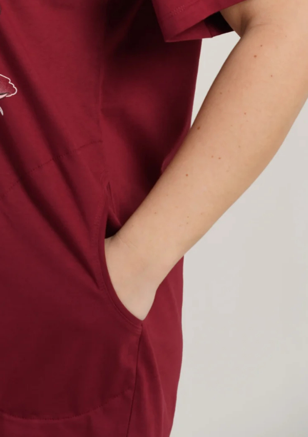 Koszula Nocna Damska Vienetta Red Bloom, Bordowy, r. 1XL - 4XL