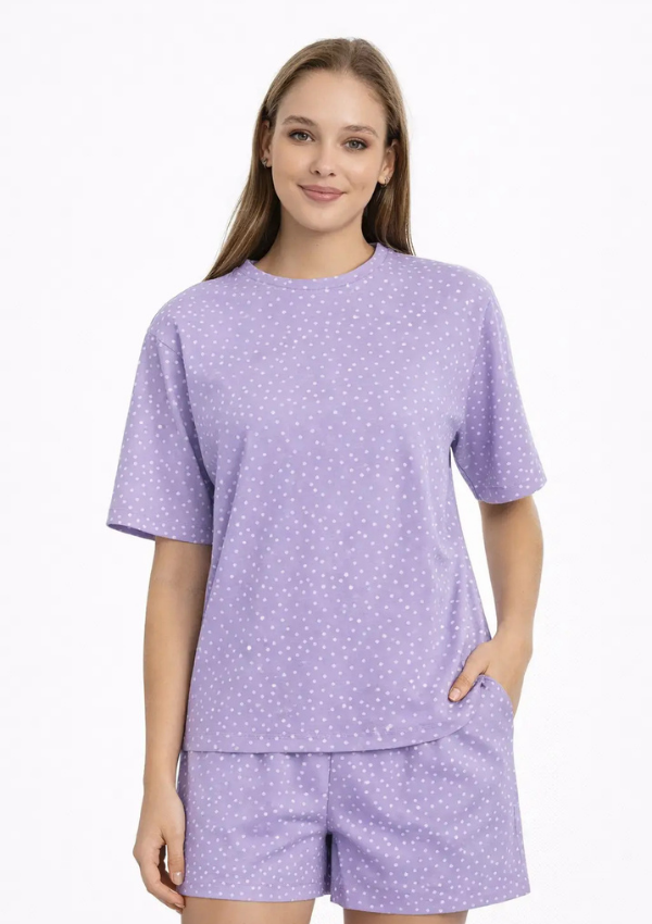 Piżama Damska Lilac Dot Set, Liliowy, M-XL