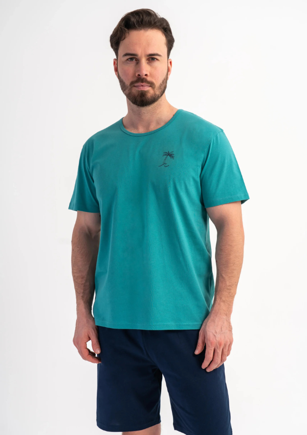 Piżama Męska Vienetta Palm Chill, Morski, r. S-XL