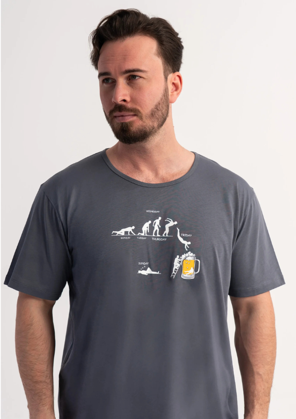 Koszula męska Vienetta Holiday Escape, Szary, r. L-XXXL