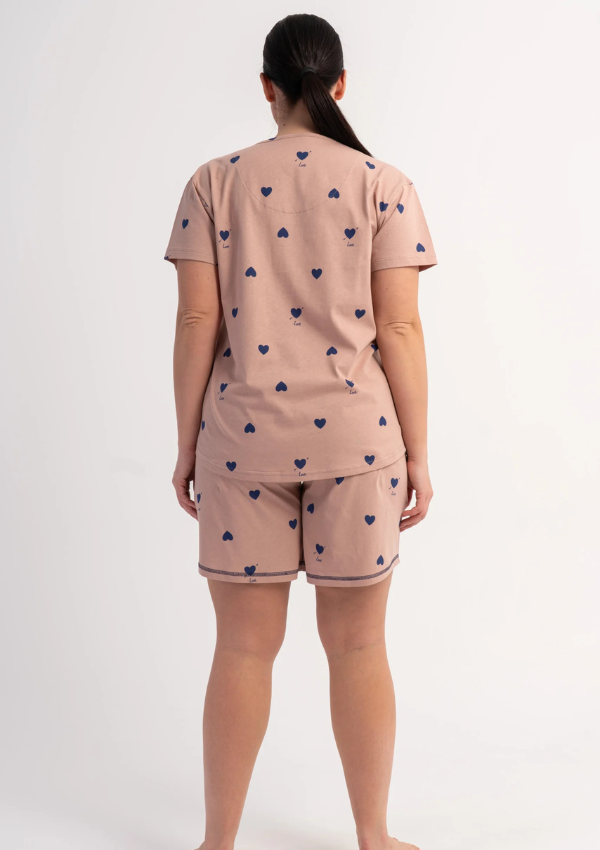 Piżama Damska Vienetta Navy Hearts, Różowy, r. 1XL-4XL