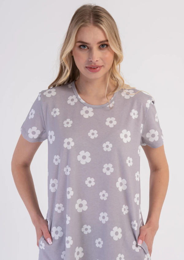 Koszula Nocna Vienetta Silver Daisy, Szary, r. M-XXL