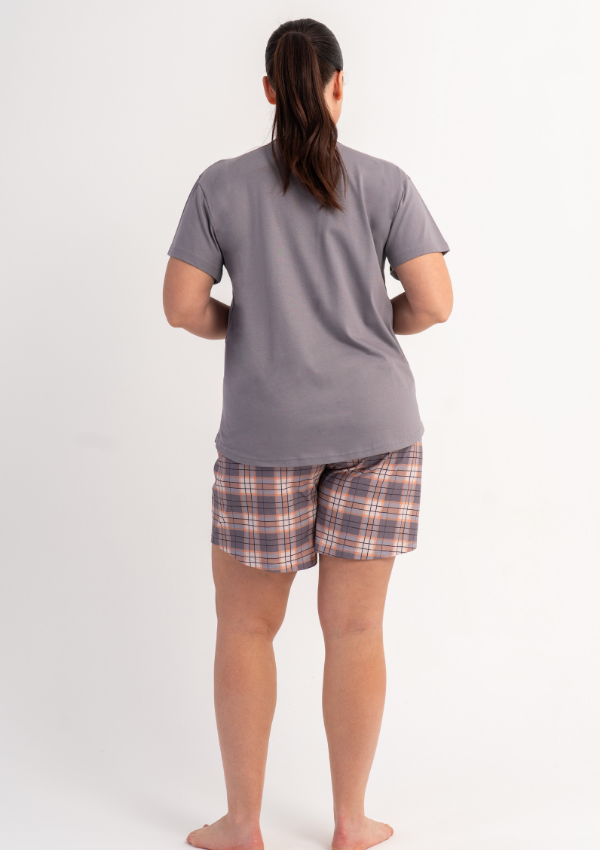 Piżama Damska Vienetta Butterfly Check, Szary, r. 1XL-4XL