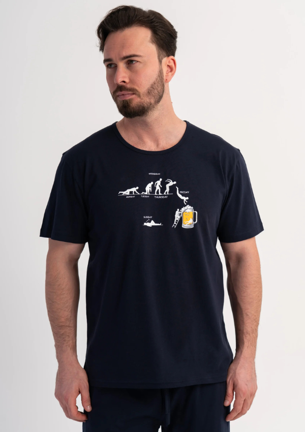 Piżama Męska Vienetta Navy Comfort, Granatowy, r. M-XXL