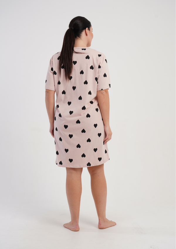 Koszula Nocna Damska Vienetta Soft Hearts, Różowy r. 1XL - 4XL
