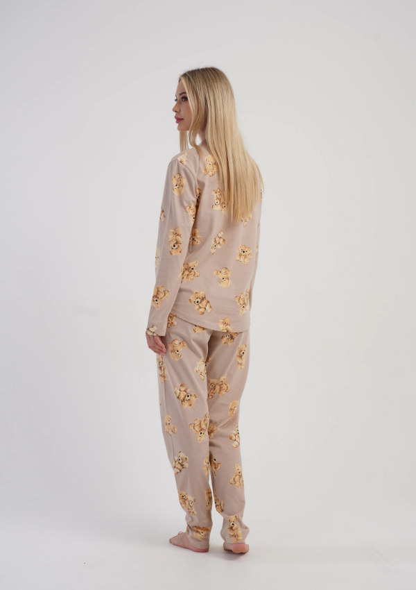 Piżama Damska Vienetta Cozy Bears, Beżowy, r. S-XL