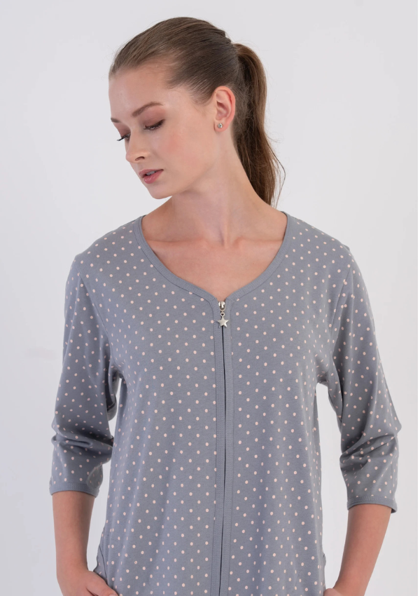 Szlafrok damski Vienetta Silver Pearl, Szary, r. M-XXL